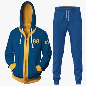Blue & Gold Number 88 Hoodie and Jogger Set Fallout Vault Loungewear Costume